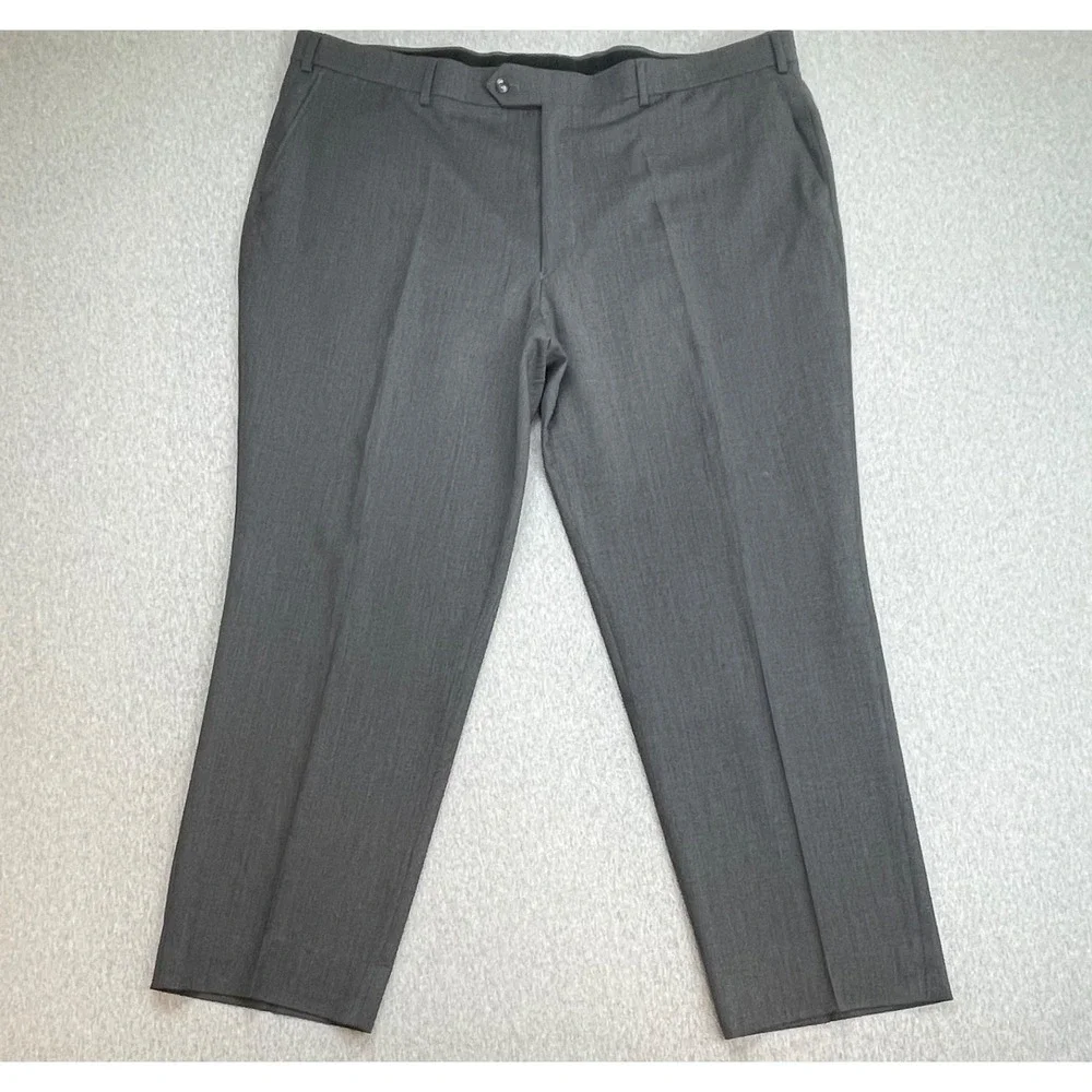 Jos A Bank Suit Men 50R Gray 100% Wool 2-Button Tailored Fit Pants 46x30 - 2 Pcs